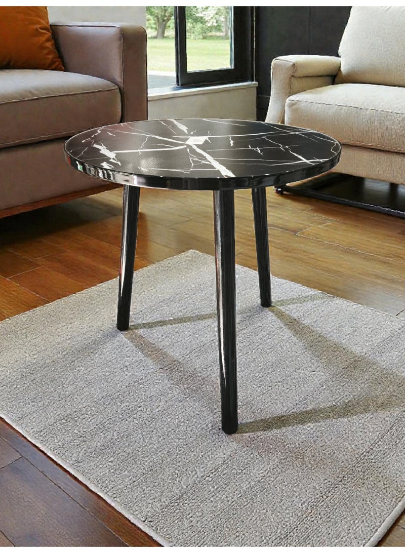 Small Round Folding End Table, Movable Coffee Table with 3 Legs, Simple Modern Unit Table， Nightstand End Table for Small Spaces, Bedroom, Living Room, Modern Bedside Table, Side Table for Small Spaces (Color : Black) - Image 1