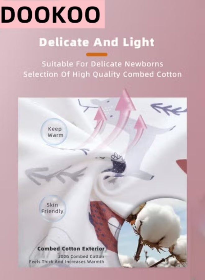 DOOKOO 3 PCSNewborn Sleepsack Swaddle Blanket Baby Swaddling Wrap Infant Babies Sleeping Bag with Hat and Anti-grasping Gloves for Boy Girl Soft Cotton Sleep Sack - Image 5