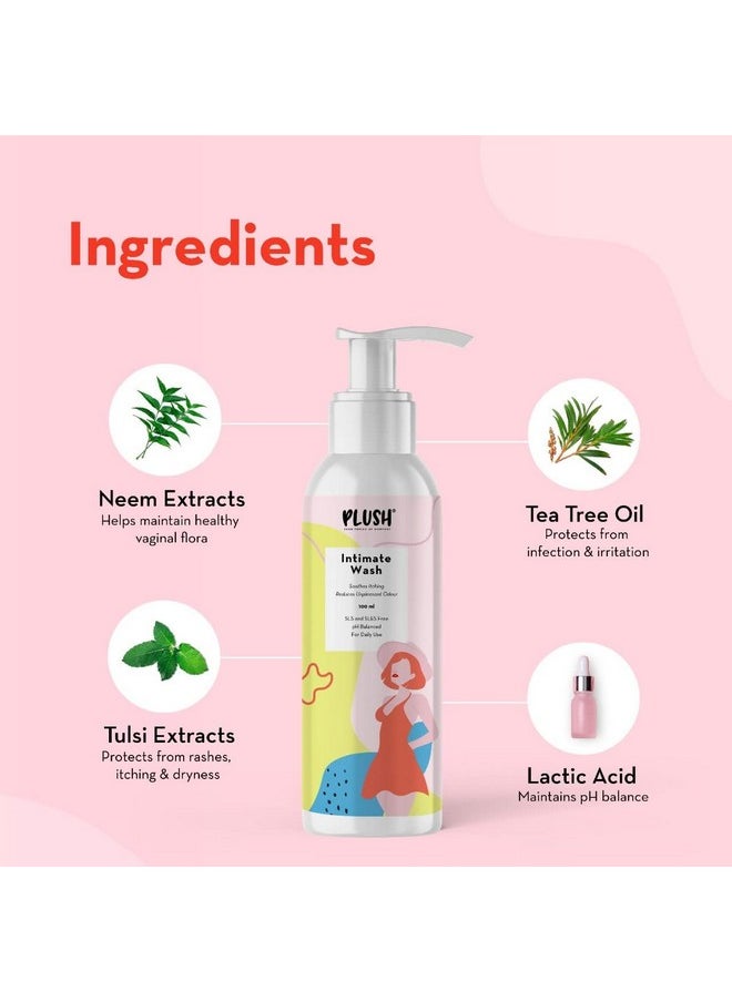 Plush All Natural Intimate & Vaginal Wash For Women With Tea Tree Oil & Neem Extract, 100Ml | Perfect Ph Balance | Soothes Itching, No Unpleasant Odour | All Skin Types | All Vegan & Paraben Free  - Image 2