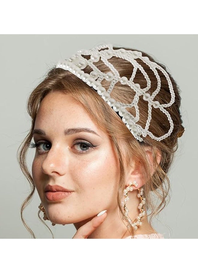 Happy D 1920s Pearl Cap Headpiece, Roaring 20s Headbands for women, Head Chain Hair Accessories, for Wedding Bridal Cosplay Halloween Art Decor Party - Image 2