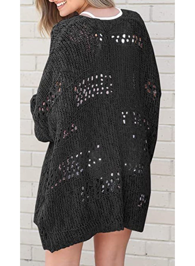 NIBEMINENT Long-sleeved Cardigans Open Stitch Crochet Spring Sweaters Knitted Oversized Sweater Tops Hollow Out Crochet Knitwear - Image 2