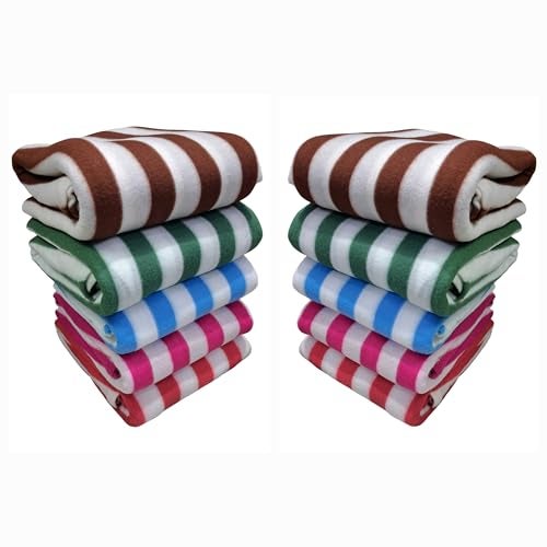 MAMRAJ Polar Fleece Blanket Single Bed – Stylish Striped Soft Fleece, 58x88 Inches, Skin Friendly (Set of 10, Stripes) - Image 1