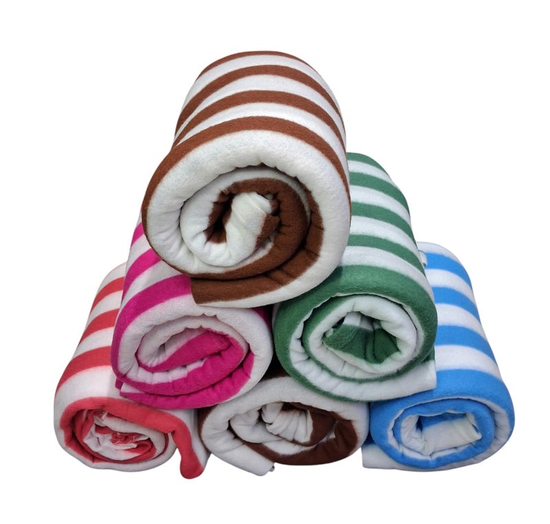 MAMRAJ Polar Fleece Blanket Single Bed – Stylish Striped Soft Fleece, 58x88 Inches, Skin Friendly (Set of 10, Stripes) - Image 2