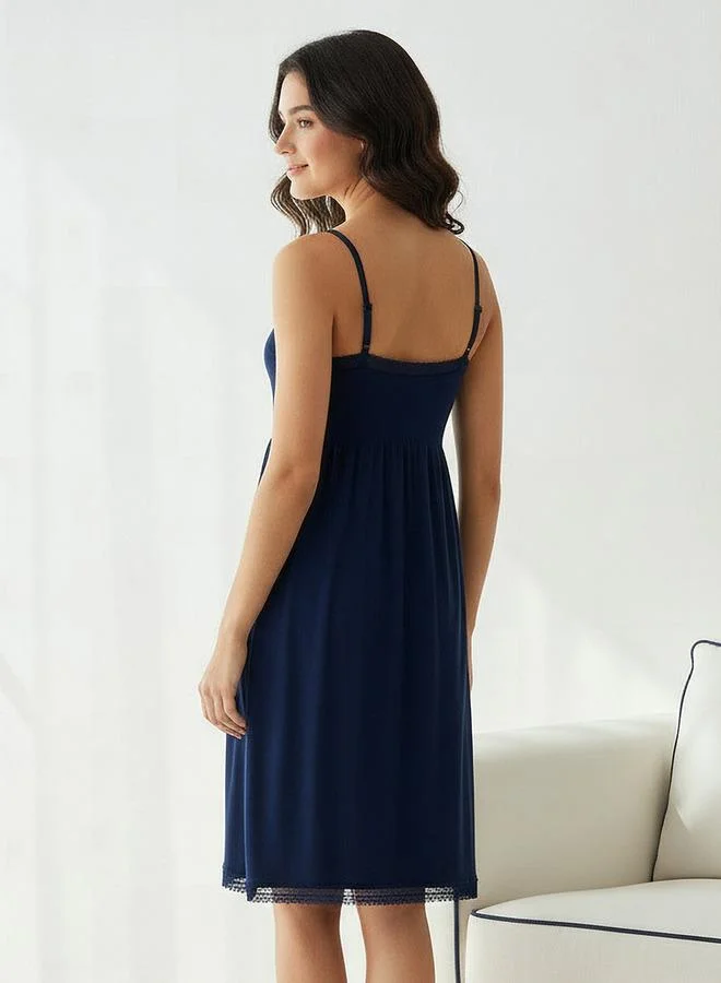 Splash FAV Sleeveless Night Dress with Lace Trim and Adjustable Straps