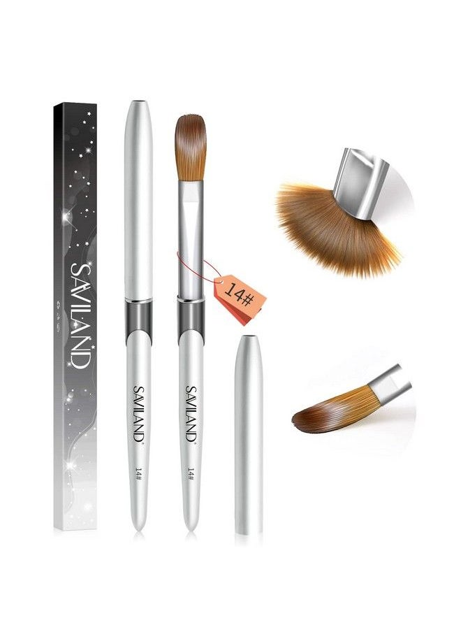 Saviland 1Oo% Kolinsky Acrylic Nail Brush Size 14 Crimped Oval Kolinsky Acrylic Brush For Nail Acrylic Application Silver Handle Nail Brush Nail Art Tool For Professional Salon And Diy Home  - Image 2