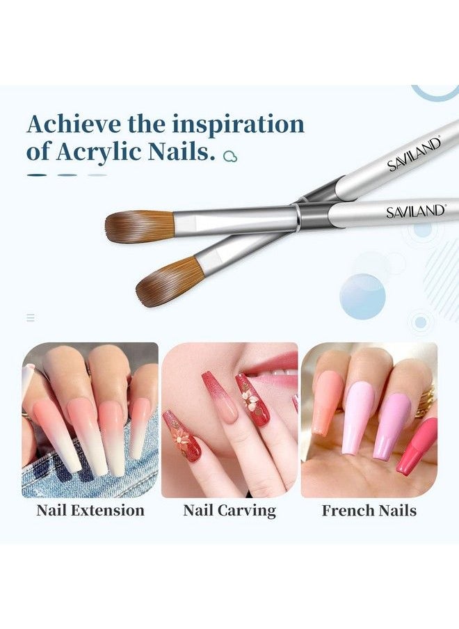 Saviland 1Oo% Kolinsky Acrylic Nail Brush Size 14 Crimped Oval Kolinsky Acrylic Brush For Nail Acrylic Application Silver Handle Nail Brush Nail Art Tool For Professional Salon And Diy Home  - Image 5