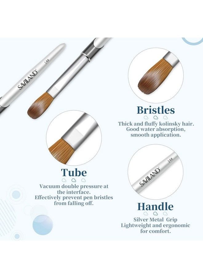 Saviland 1Oo% Kolinsky Acrylic Nail Brush Size 14 Crimped Oval Kolinsky Acrylic Brush For Nail Acrylic Application Silver Handle Nail Brush Nail Art Tool For Professional Salon And Diy Home  - Image 4