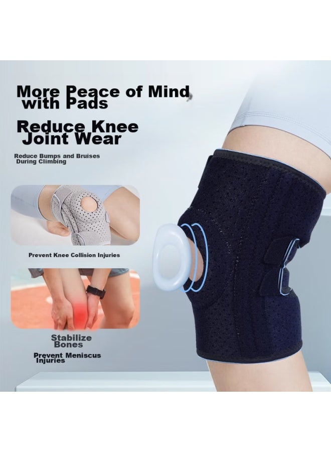 Yanmao Sports Knee Pads For Men, Hiking-specific Patellar Strap, Professional Basketball And Badminton Protective Gear, Summer, 1 Pair, Black - Image 2