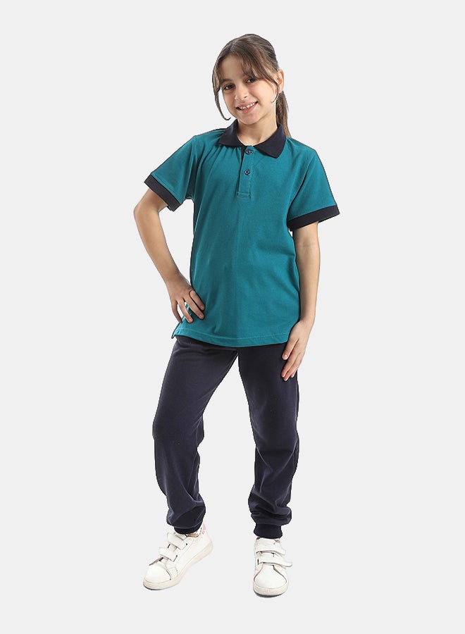 Red Circle Half Sleeve Polo Set & Pants Kids Unisex - Image 2