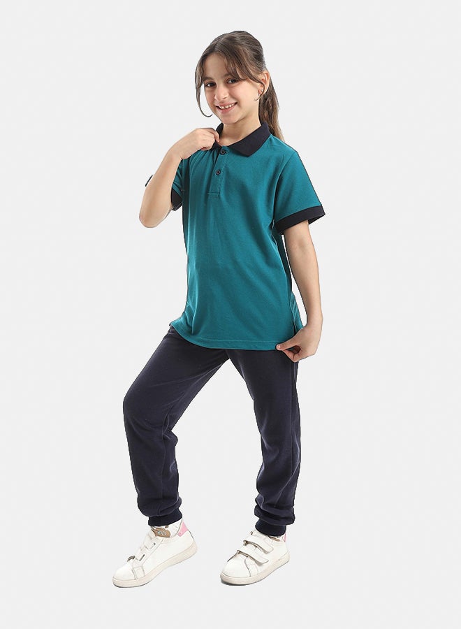 Red Circle Half Sleeve Polo Set & Pants Kids Unisex - Image 3