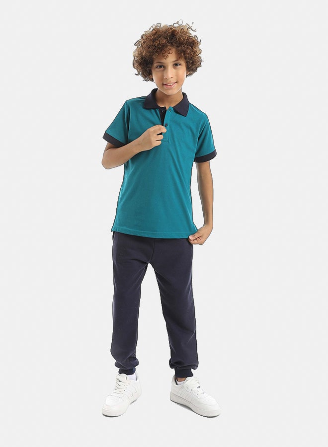 Red Circle Half Sleeve Polo Set & Pants Kids Unisex - Image 1