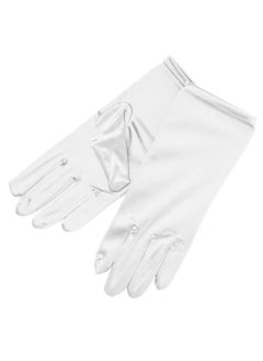 Vitacelli Shiny Stretch Satin Dress Gloves Wrist Length-One White  - Image 2