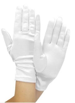 Vitacelli Shiny Stretch Satin Dress Gloves Wrist Length-One White  - Image 1