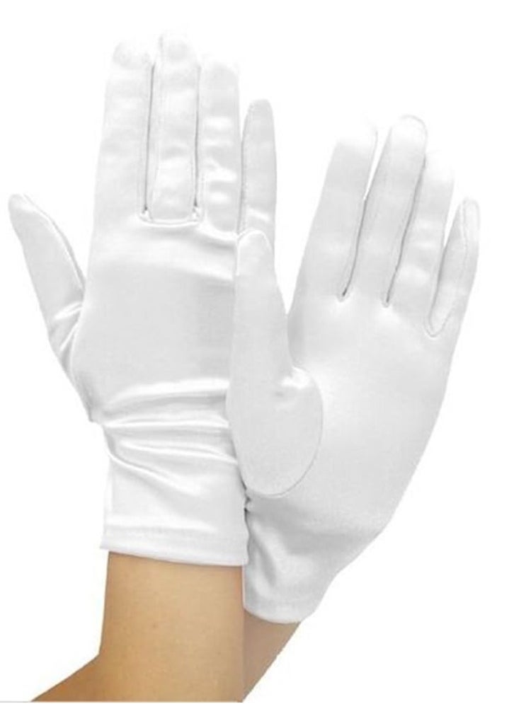 Vitacelli Shiny Stretch Satin Dress Gloves Wrist Length-One White  - Image 1