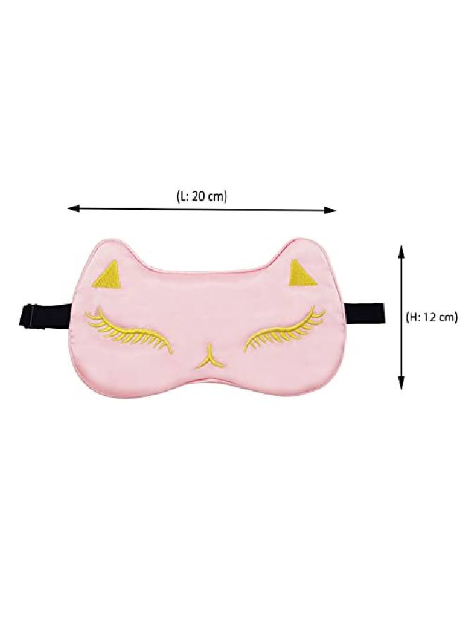 Jenna ™ l Silk Kitty Design Sleep Mask Cover for Insomnia Puffy Eyes and Dark Circles With Gel (BabyPink) - Image 4