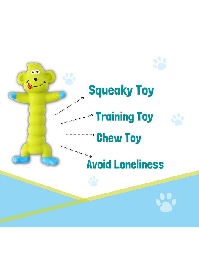 لعبة صرير للكلاب مصنوعة من مطاط اللاتكس الطبيعي (قرد أخضر) | للكلاب الصغيرة والمتوسطة والجراء | متينة، بتصميم حيواني، لعبة آمنة للمضغ والإحضار | تقلل من قلق الانفصال - Image 3