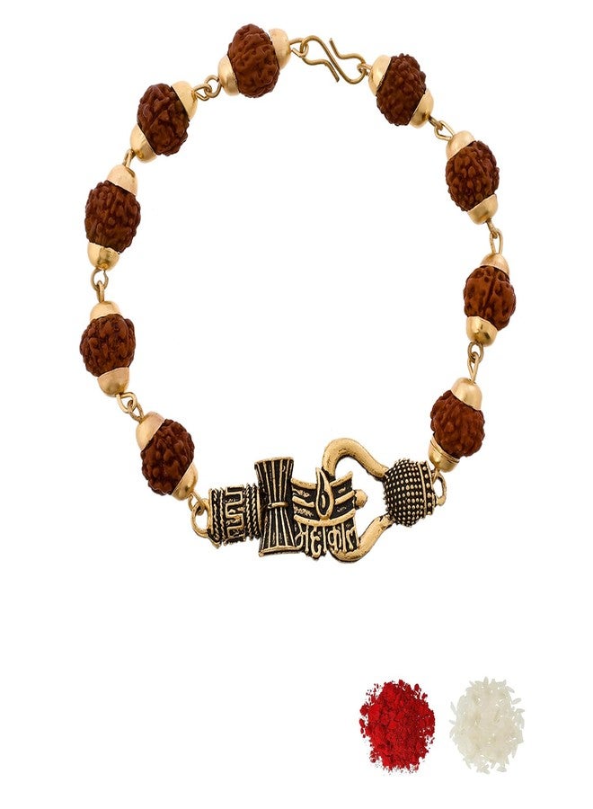 VOYLLA Lord Shiva Motifs Rudraksha Rakhi|Rakhi For Brother| - Image 1
