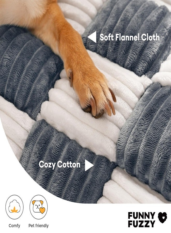FUNNY FUZZY Pet Couch Covers for Sofa, Large Dog Couch Bed Cover Cream Square Plaid Washable Pet Mat for Furniture Protector Sofa Cover for Dogs, Large, Muted Grey - Image 3