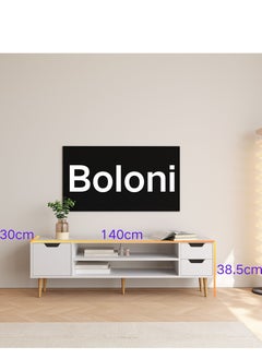 Boloni Modern TV Cabinet with Storage Drawers, White Entertainment Center TV Stand, Wood Cabinet with Open Shelves and Hidden Compartments for Living Room  - Image 3