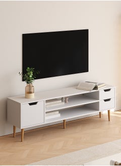 Modern TV Cabinet with Storage Drawers, White Entertainment Center TV Stand, Wood Cabinet with Open Shelves and Hidden Compartments for Living Room - pzsku/Z53566C8871A7B2D27FBCZ/45/_/1737861982/1bcfb8a4-6d42-412f-b4c7-6f0f4a0c4374