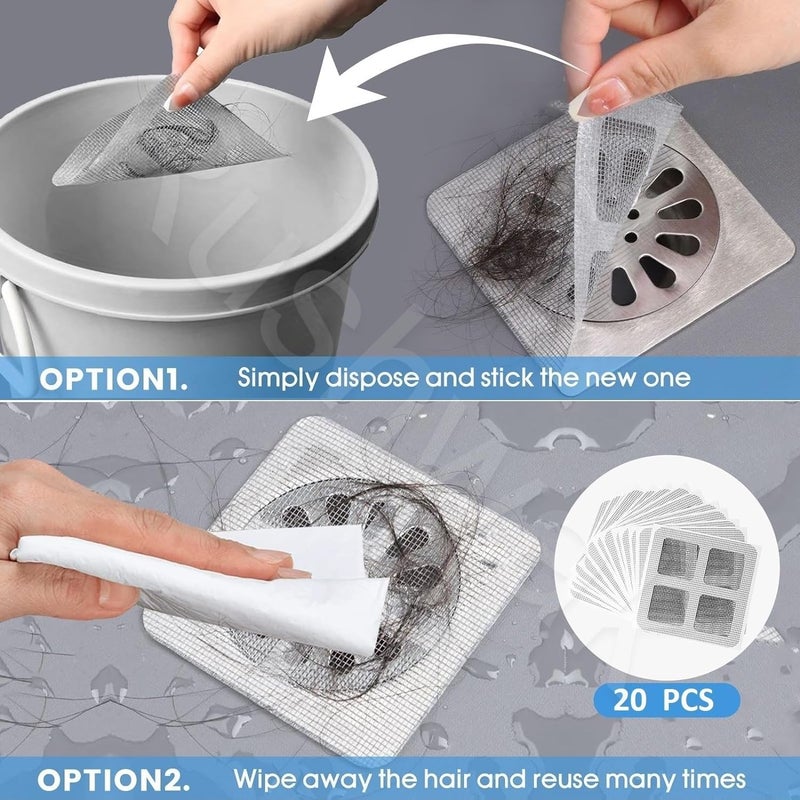 SIMESTICH Self-Adhesive Mesh Roll for Bathroom & Kitchen Drains - Disposable PVC Hair Catcher & Sink Strainer - Cuttable Shower Drain Cover (12cm x 4m) - Easy Peel & Stick Design (Pack of 20) - Image 3