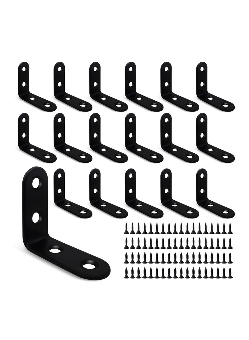 Excefore 18 Pcs L Bracket Corner Brace, Stainless Steel Sturdy Corner Braces, 90 Degree Right Angle Bracket, Corner Bracket for Wood Shelves Furniture Chair with 72PCS Screws (1.57x1.57 inch) - Image 1
