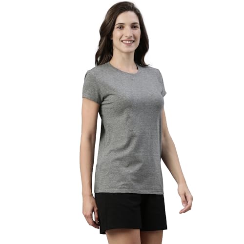 Enamor E047 Basic Crew Neck Stretch Cotton Tee for Women with Short Sleeves - Image 3