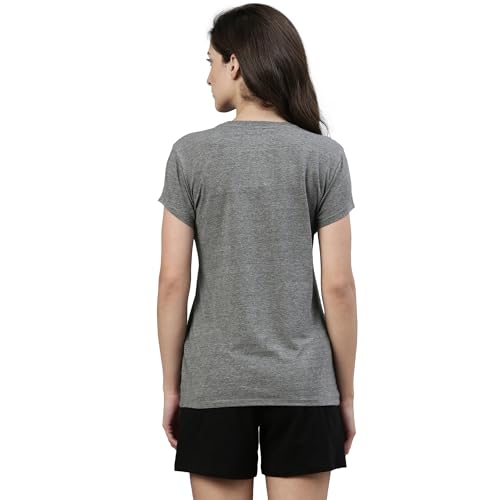 Enamor E047 Basic Crew Neck Stretch Cotton Tee for Women with Short Sleeves - Image 2