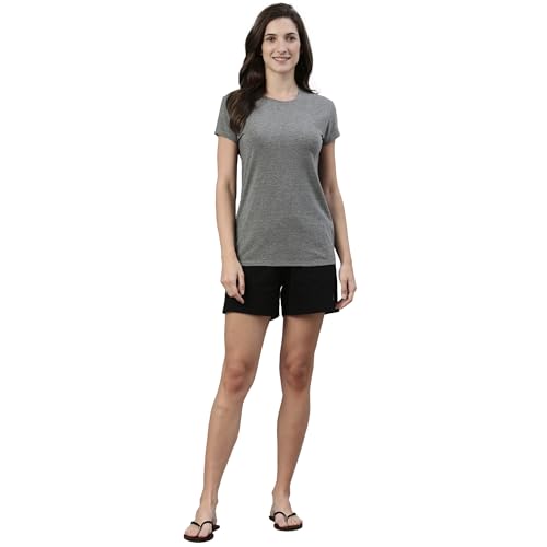 Enamor E047 Basic Crew Neck Stretch Cotton Tee for Women with Short Sleeves - Image 4