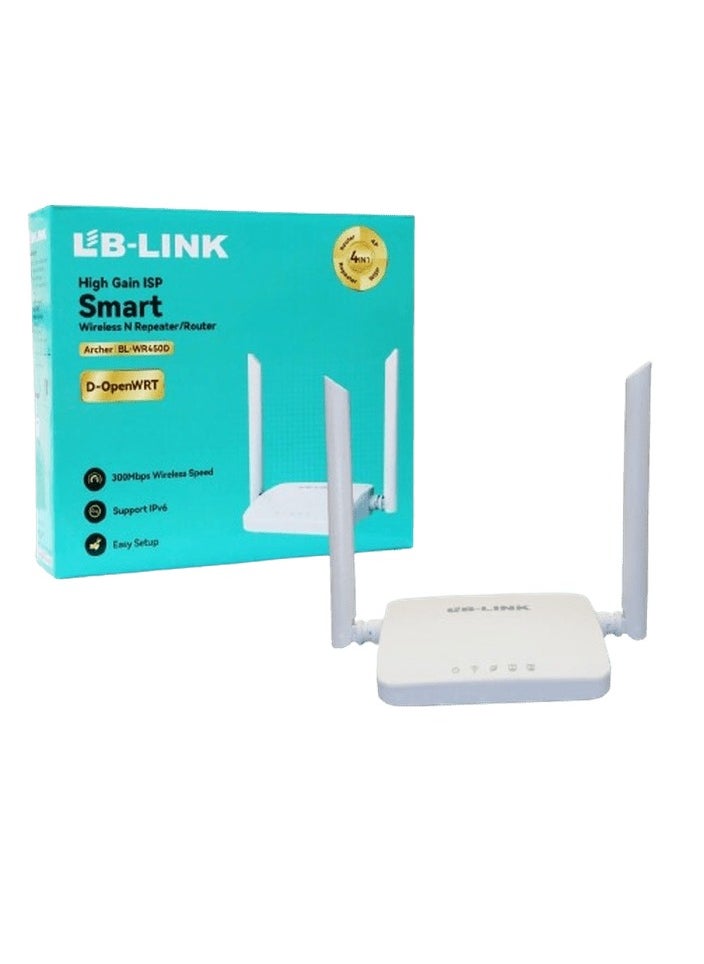 LB-LINK - LB-LINK  BL-WR450D v3.0 N300 High Gain Smart Wireless N Ap Client Router OEM ODM WiFi Router 300m - Image 1