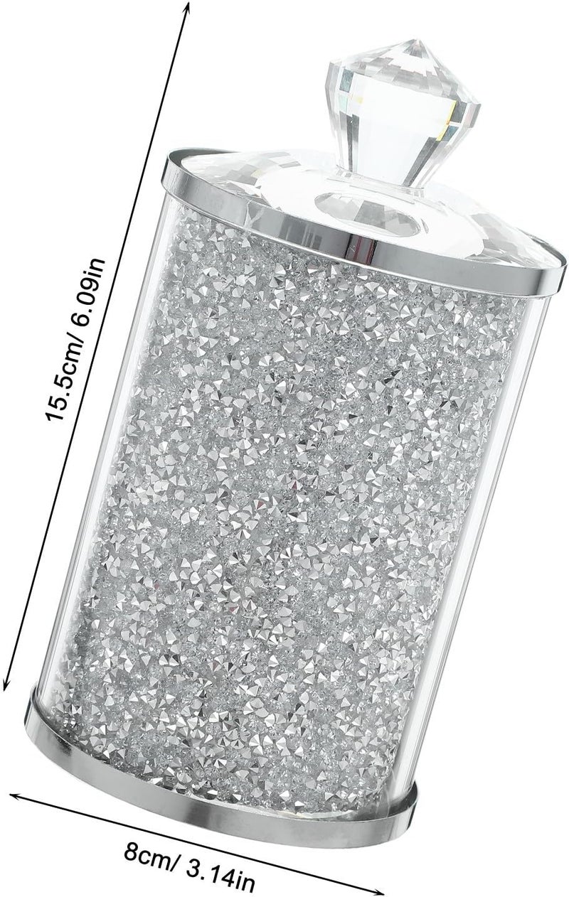Crystal Glass Coffee Bean Jar with Lid, Airtight Tea Container 8x15.5cm Silver Storage Canister for Kitchen Countertop Dining Room - Image 2