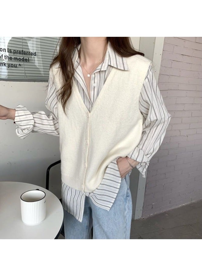 Leyuan Autumn Winter New High-end Sweater Women's Coat Vest Outerwear Sleeveless Campus Style Knitted Waistcoat - Image 1