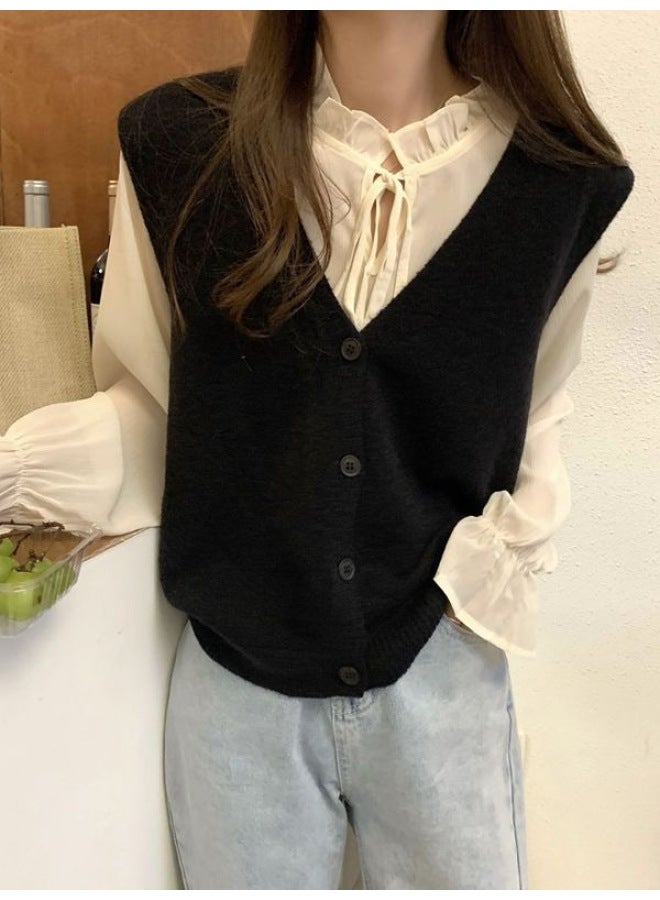 Leyuan Autumn Winter New High-end Sweater Women's Coat Vest Outerwear Sleeveless Campus Style Knitted Waistcoat - Image 3