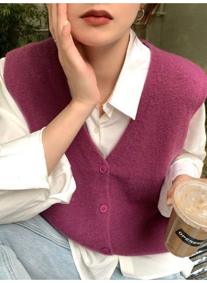 Leyuan Autumn Winter New High-end Sweater Women's Coat Vest Outerwear Sleeveless Campus Style Knitted Waistcoat - Image 5