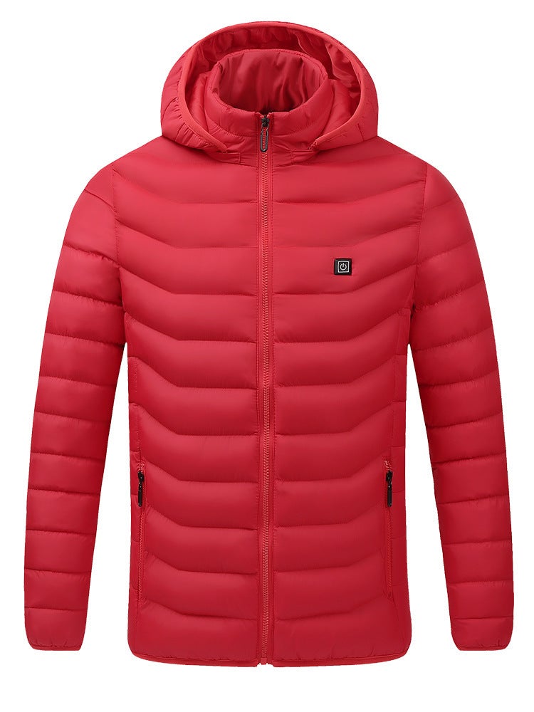 2021 Winter Men And Women Intelligent Heating Cotton-Padded Clothes Solid Color Carbon Fiber Heating Cotton-Padded Jacket Hooded Coat Men'S Exclusive - Image 5