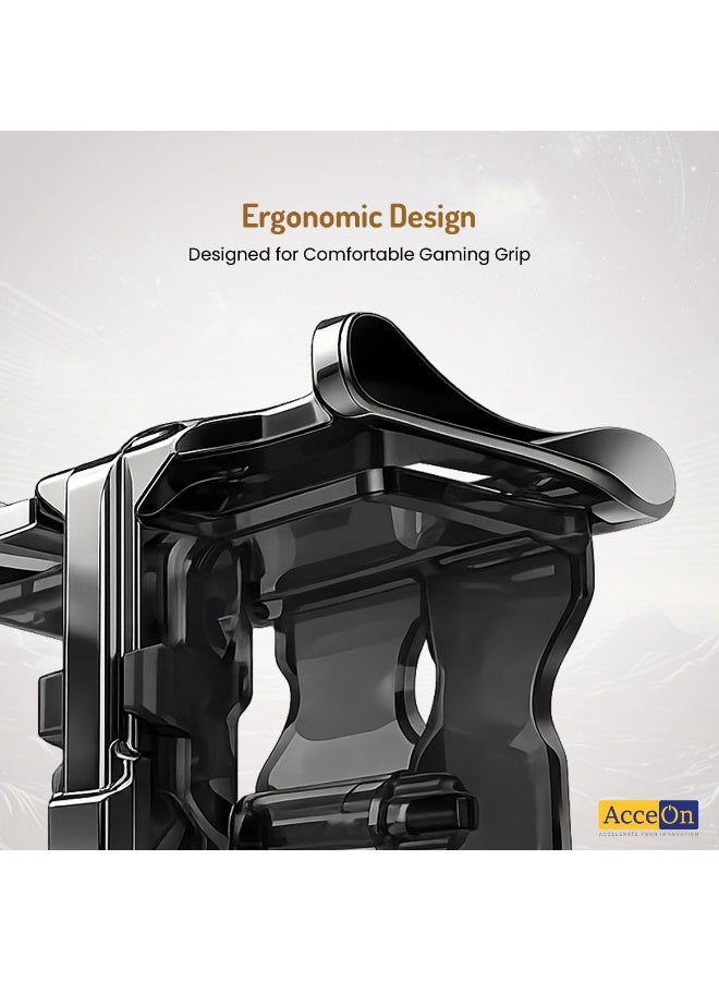 AcceOn Gaming Trigger Button for Mobile Phones – Professional Shooter Controller for PUBG, Free Fire, Call of Duty – L/R Ergonomic Non-Slip Joysticks – Black - Image 4