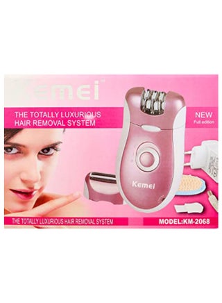 KM-2068 2 In 1 Washable Automatic Shaver Epilator For Women Pink-White