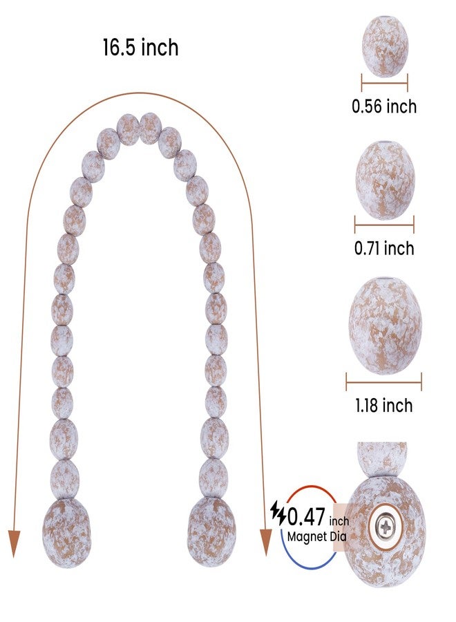 KLOGTSIND Magnetic Curtain Tiebacks, Curtain Tie Backs for Curtains 2 Pack, Wood Bead Curtain Tiebacks, Curtain Holders for Boho Bedroom Decor, Baby Nursery Decor, Farmhouse Decor - Image 3