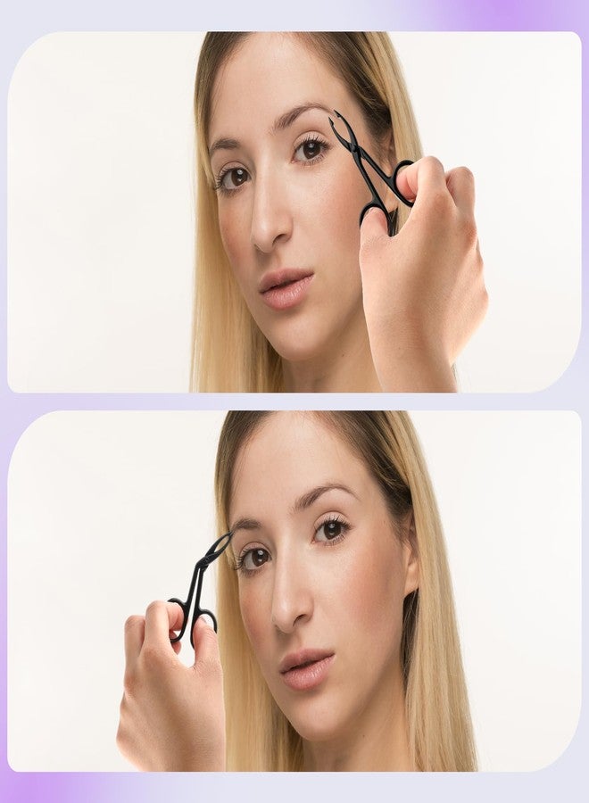 ولهيف مجموعة ملاقط الحواجب من WLLHYF مكونة من 4 قطع، بمقبض مقص، أداة نتف شعر الحواجب ذات طرف مستقيم مسطح وطرف مائل، ملاقط حواجب من الفولاذ المقاوم للصدأ للنساء والرجال (فضي، أسود). - Image 5