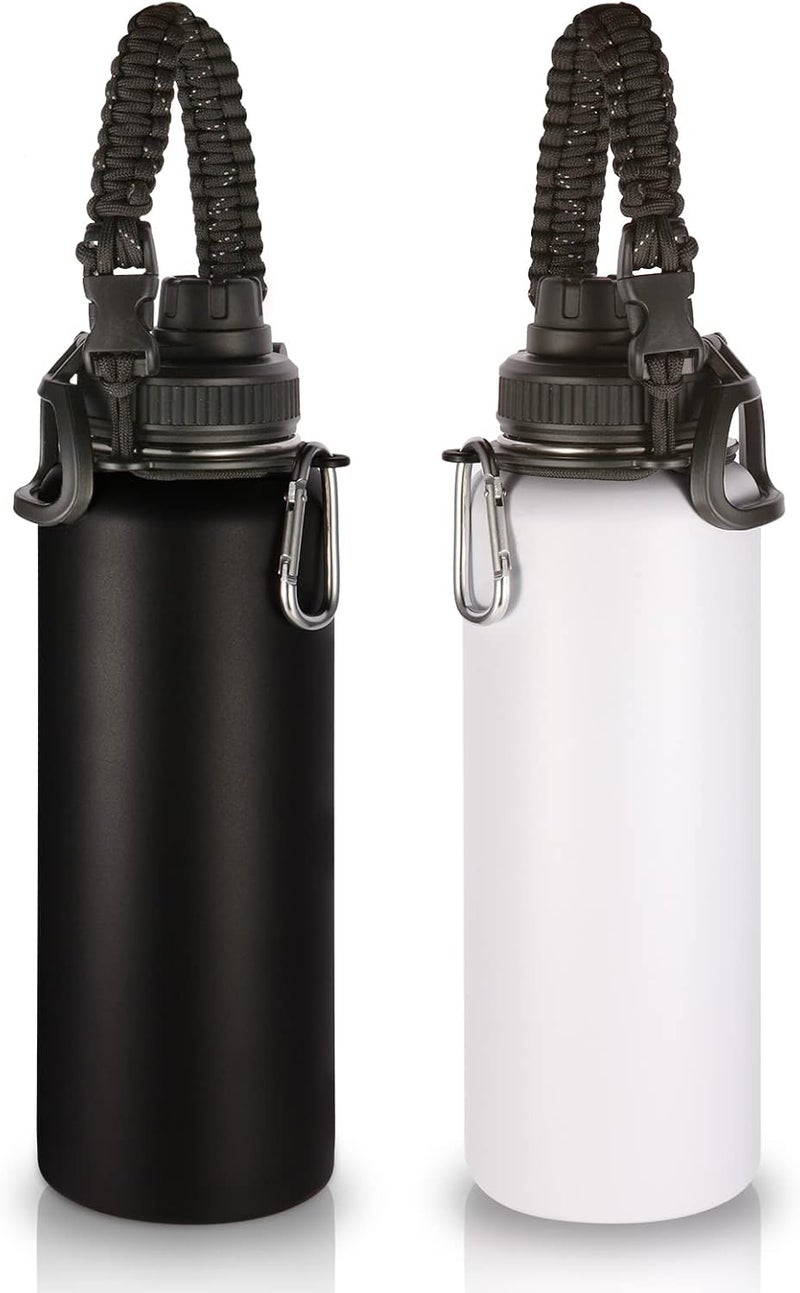 Volhoply Insulated Water Bottles Bulk 2 Pack, 40 oz Stainless Steel Sports Bottle with Paracord Handle & Spout Lid, Double Walled Vacuum Metal Big Water Cups with Wide Mouth for Hiking(Mix,2 Set) - Image 1