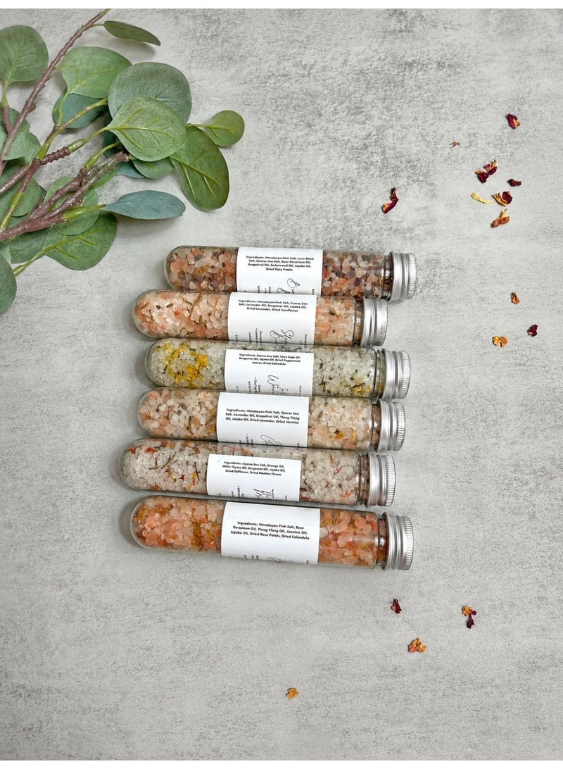 يويهو طقم أملاح استحمام معطرة 6 قطع، أملاح استحمام بروائح زهرية في عبوات أنبوبية، بروائح الورد والخزامى والياسمين والفريزيا والأقحوان والنعناع للسبا المنزلي والعناية بالجسم والهدايا - Image 5