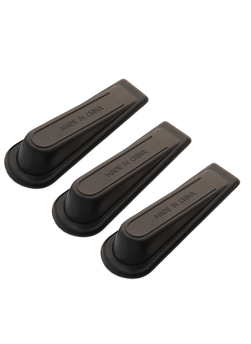 LAWAZIM Rubber Door Stopper - 3-Piece - Durable Black Slanted Wedge with Non-Slip Base - Ideal for Preventing Door Slamming, Suitable for Indoor and Outdoor Use, and All Floor Types  - Image 1