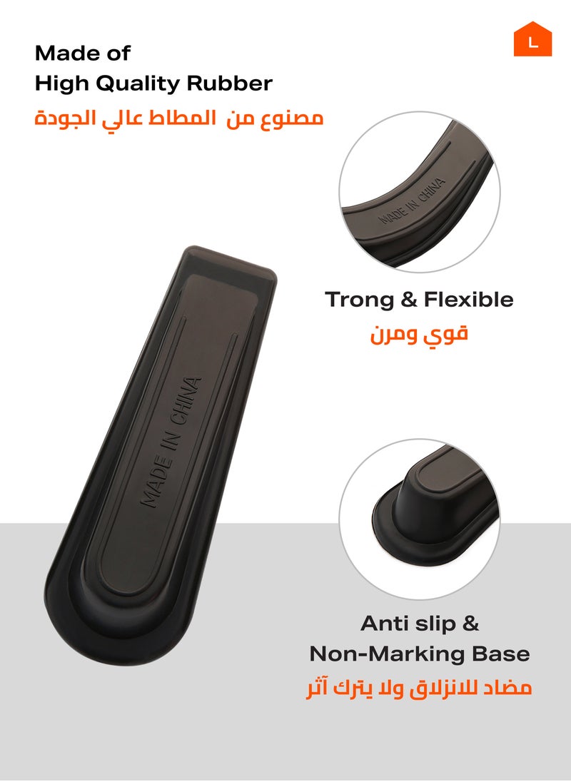 LAWAZIM Rubber Door Stopper - 3-Piece - Durable Black Slanted Wedge with Non-Slip Base - Ideal for Preventing Door Slamming, Suitable for Indoor and Outdoor Use, and All Floor Types  - Image 3