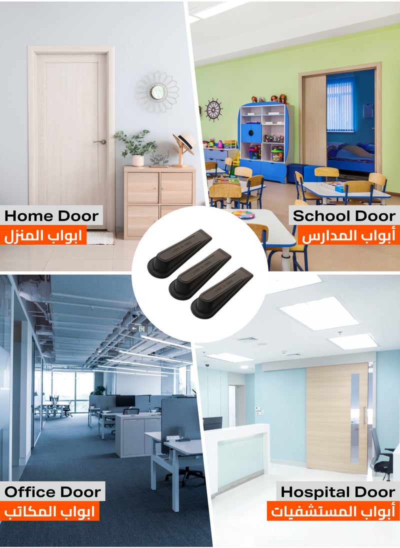 LAWAZIM Rubber Door Stopper - 3-Piece - Durable Black Slanted Wedge with Non-Slip Base - Ideal for Preventing Door Slamming, Suitable for Indoor and Outdoor Use, and All Floor Types  - Image 4