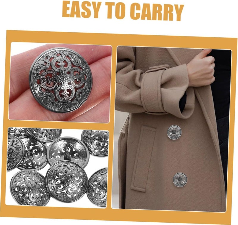 40pcs Hollow Metal Buttons for Clothing DIY, Vintage Gun Black 36l (23mm) Decorative Hollow Coat Buttons for Women’s Blazers and Sweaters Craft Accessories - Image 3