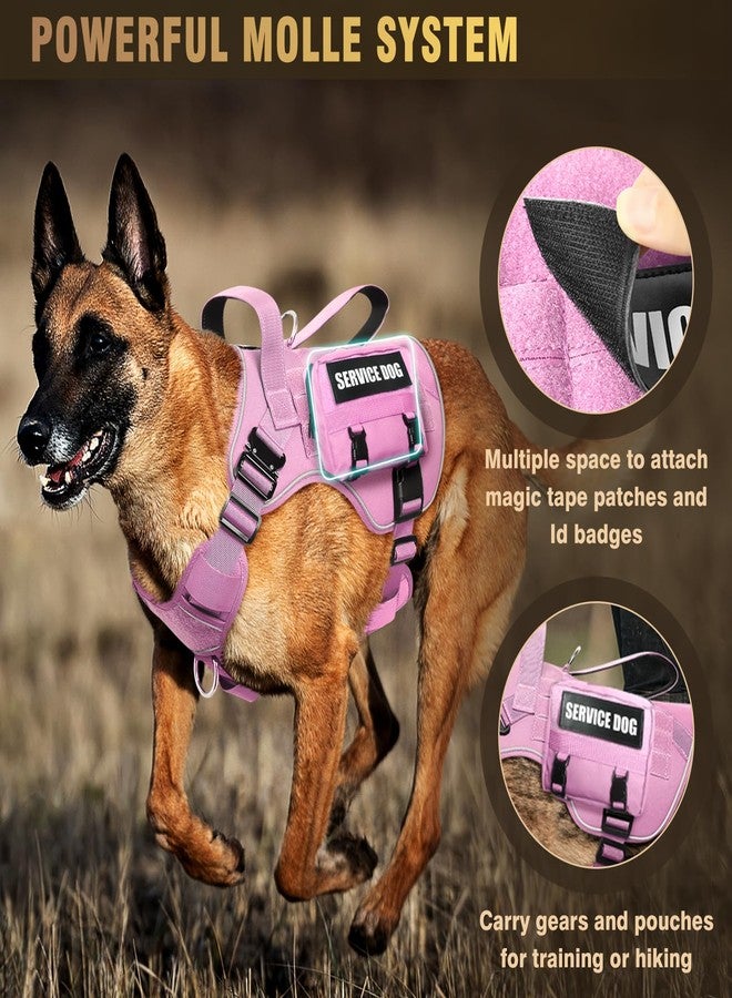 WINSEE Tactical Dog Harness for Large Dog, Heavy Duty Service Dog MOLLE Vest with 10 Pet Patches, No Pull Military Working Vest for Training Hunting Walking - Image 4