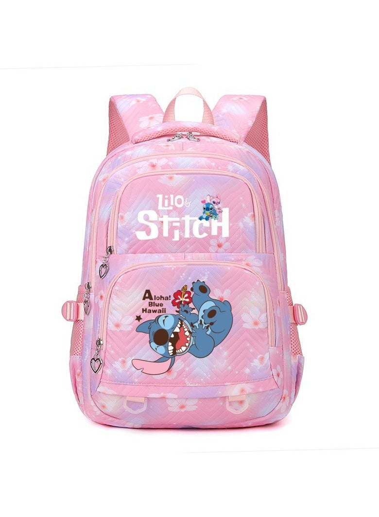 Stitch cartoon print embossed large capacity schoolbag for primary and secondary school students cute backpack light and fashionable backpack 31*43*16CM - Image 1