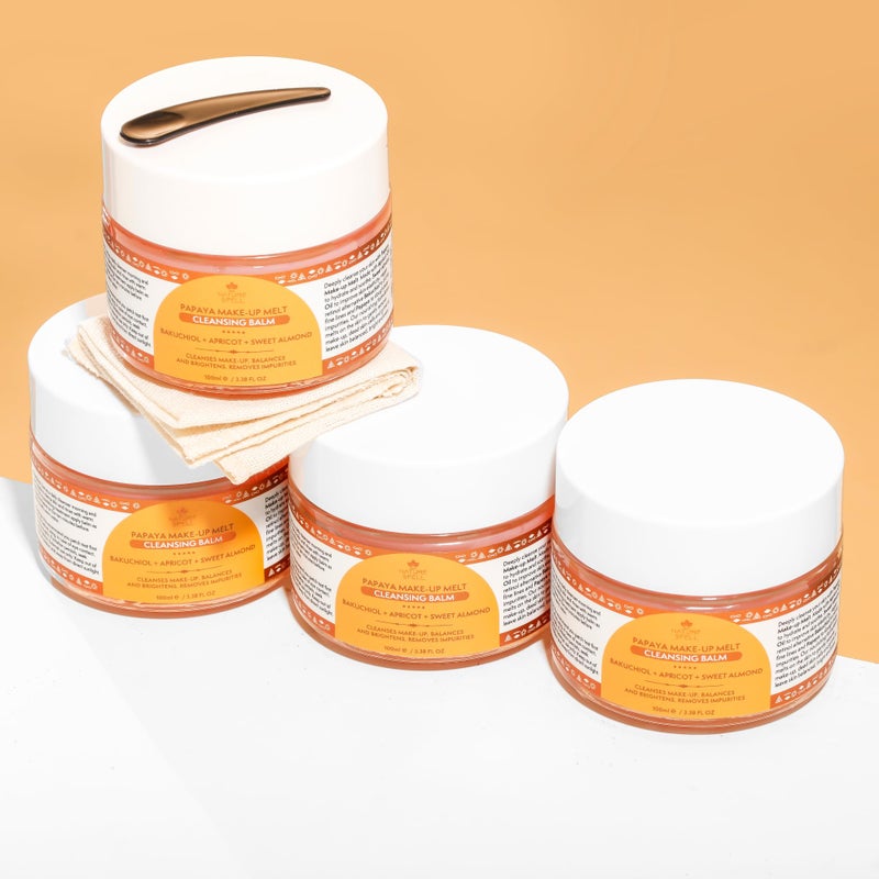 Nature Spell Papaya Cleansing Balm, Gently Removes Makeup & Hydrates Skin, Infused with Bakuchiol & Apricot, Vegan, For All Skin Types, 3.38 Fl Oz - Image 4