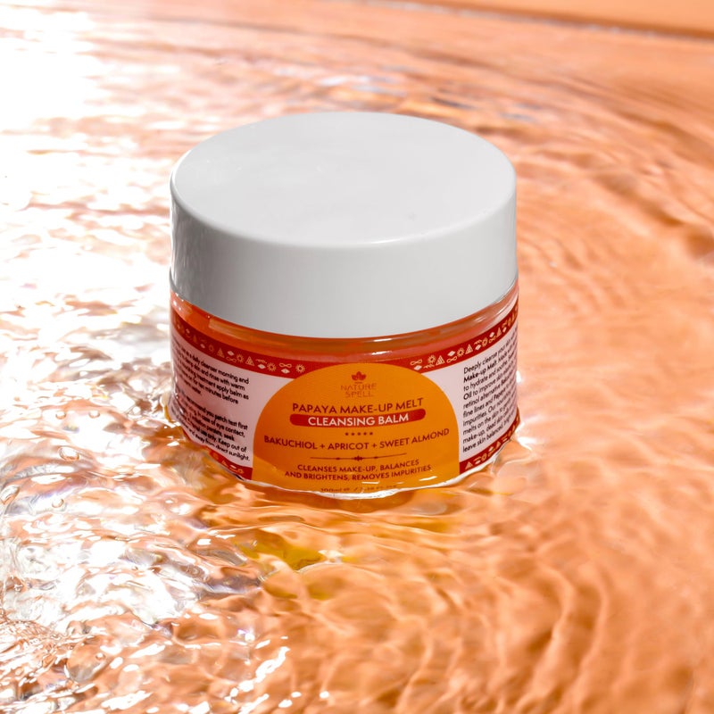Nature Spell Papaya Cleansing Balm, Gently Removes Makeup & Hydrates Skin, Infused with Bakuchiol & Apricot, Vegan, For All Skin Types, 3.38 Fl Oz - Image 5