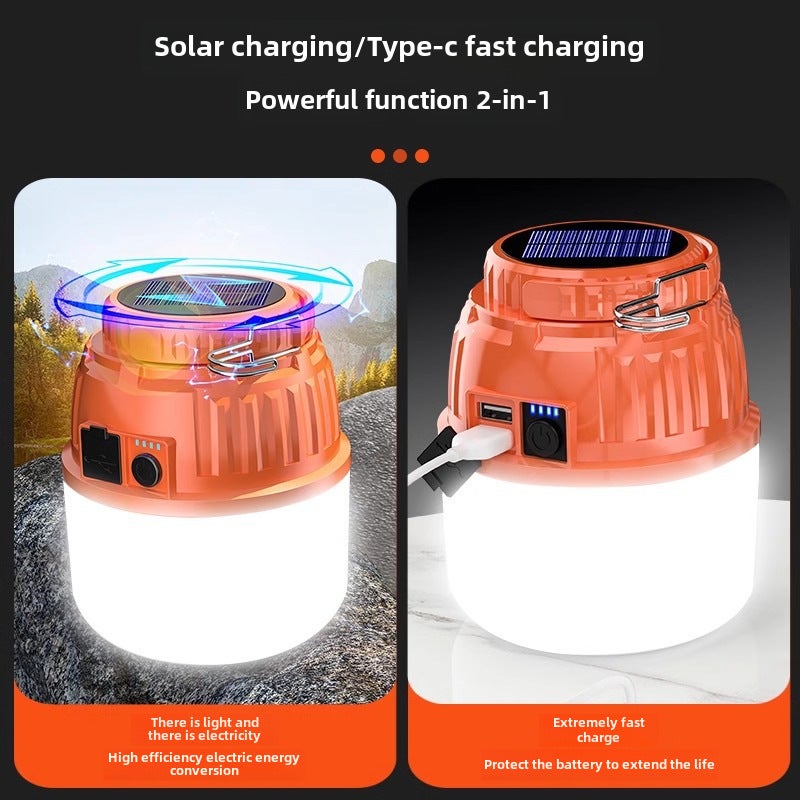 Camping light led rechargeable outdoor lighting super bright camping camp tent stall super long endurance home emergency hanging light(Top with 1980W battery life 600 hours Solar Energy + power bank function + power display) - Image 4